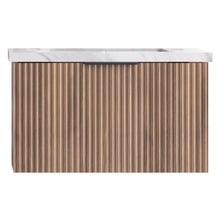 Reedon 750mm Woodgrain Wall Hung Single Vanity with 50mm Stone Countertop